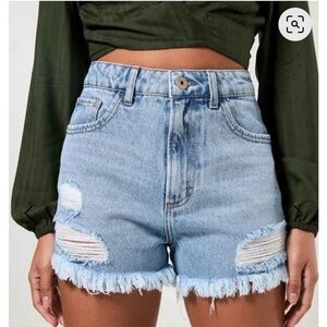 High waisted jeans shorts light blue